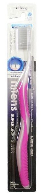 Зубная щетка DENTAL CARE Nitens super grip silver, микс