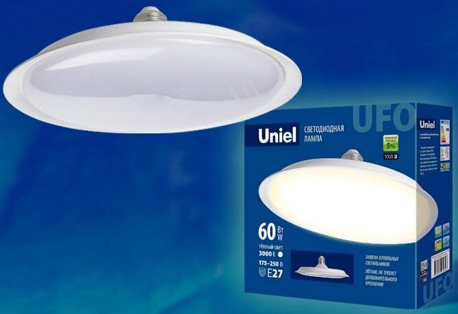 Лампа светодиодная Uniel LED-U270, Форма "UFO" (60Вт, Е27, 3000К) UL-00004576