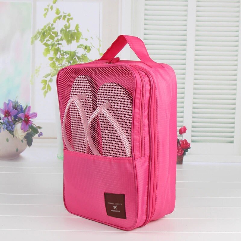 Многофункциональная сумка для хранения обуви, путешествий розовый - фотография № 5