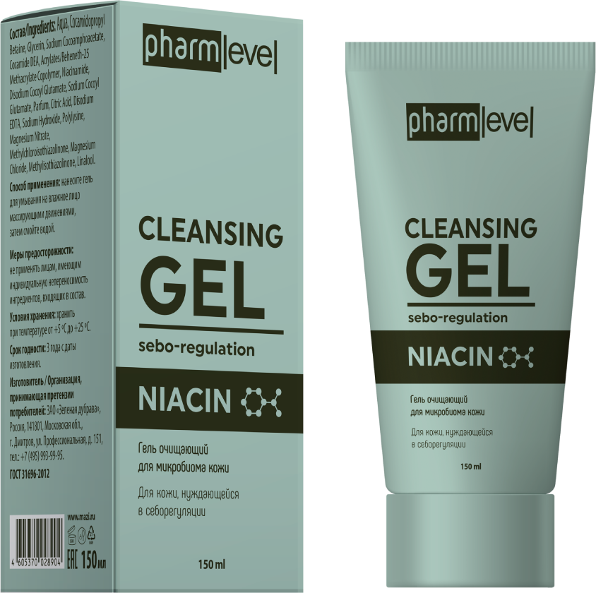 Pharmlevel NIACIN Гель очищающий для микробиома кожи 150 мл 1 шт