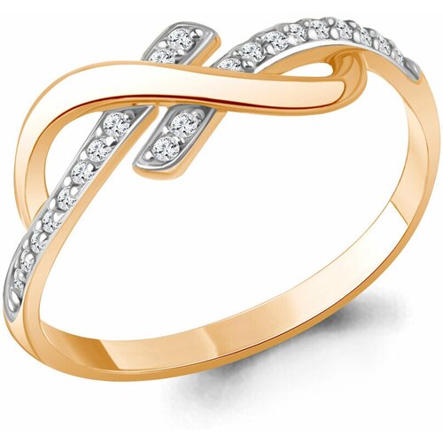 фото Кольцо diamant online, золото, 585 проба, фианит, размер 18.5