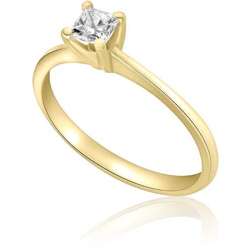 Кольцо помолвочное 1RBC, желтое золото, 585 проба, бриллиант, размер 17, Желтый кольцо sokolov желтое золото 585 проба размер 17 5