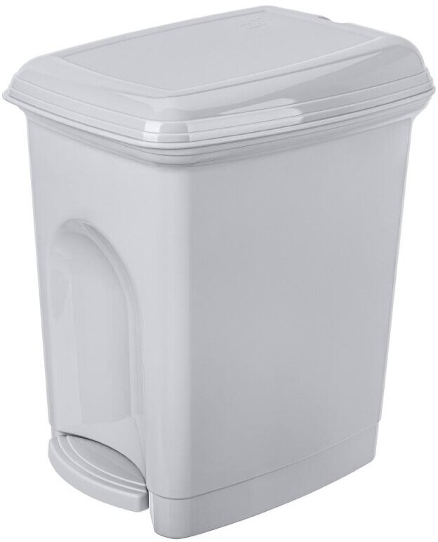 Ведро контейнер для мусора 7 л с педалью св. серый - фотография № 1