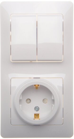 Блок Glossa выкл. 2кл.+розетка 