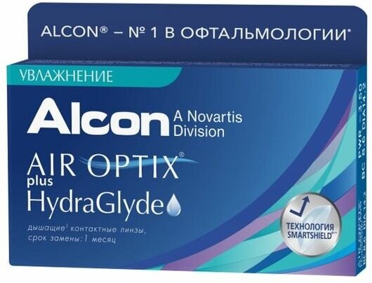   Air Optix (Alcon) Plus HydraGlyde, 6 ., R 8,6, D +1