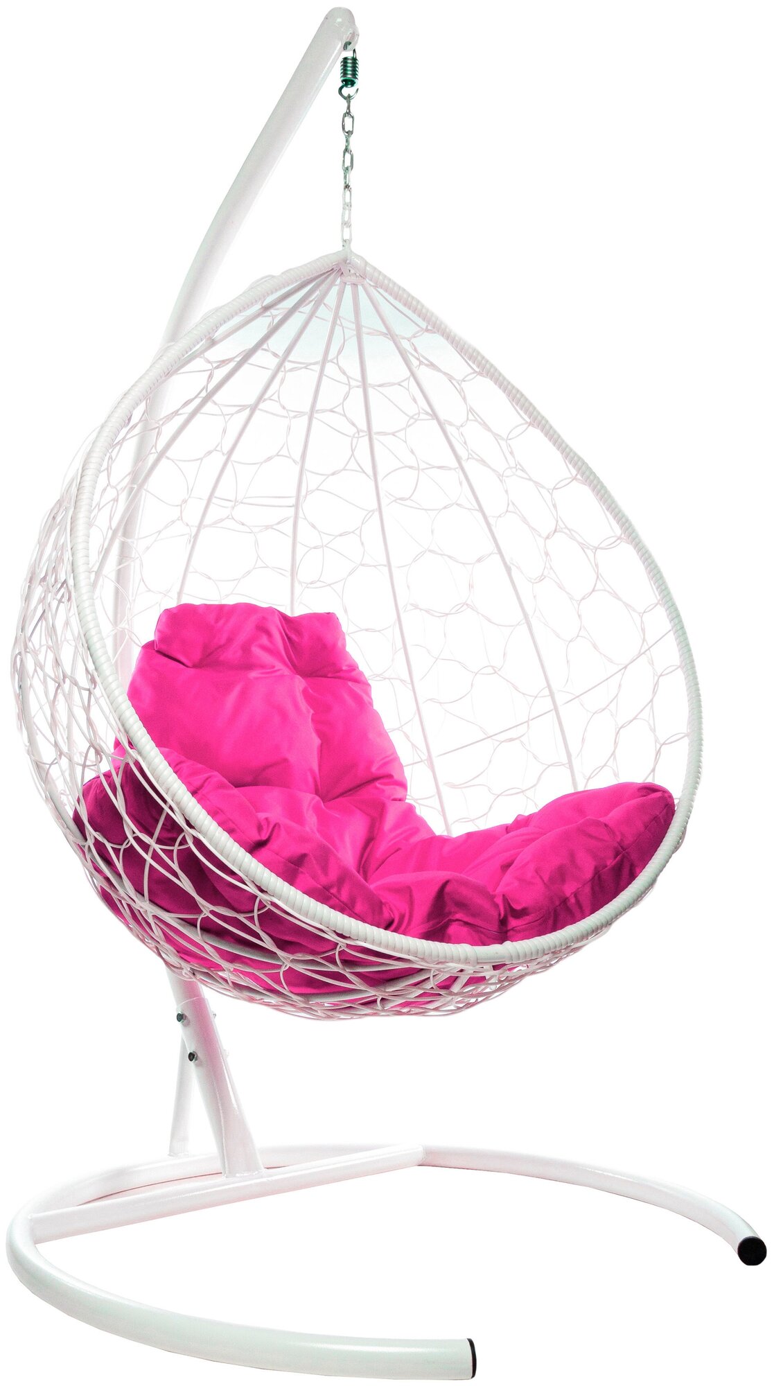 Подвесное кресло m-group капля ротанг белое, розовая подушка - фотография № 2