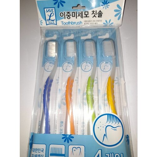 Зубная щетка с плотно прилегающими супертонкими щетинками SAVE TOOTHBRUSH, 4 штуки