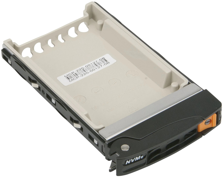 Supermicro MCP-220-00127-0B Black Gen-3 2.5 NVMe Drive Tray Orange Tab with Lock