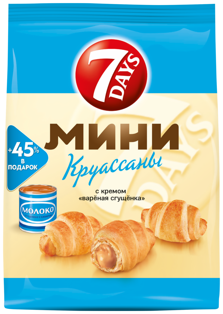 Мини-круассаны 7DAYS с кремом вареная сгущенка, 105г