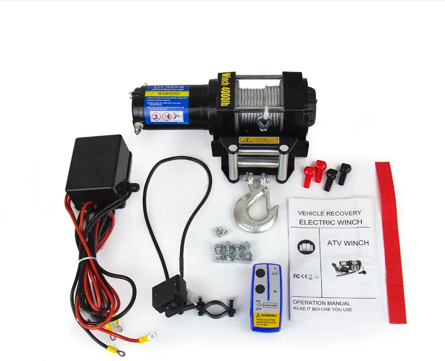Лебедка электрическая 4000lbs (1814кг) 12v металлический трос для автомобилей мототехники  снегохода квадроцикла