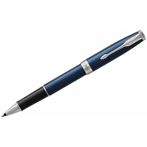 ручка роллер parker t316 polar Ручка-роллер Parker Sonnet Subtle Blue СT, черная, 0,8мм, подарочная упаковка