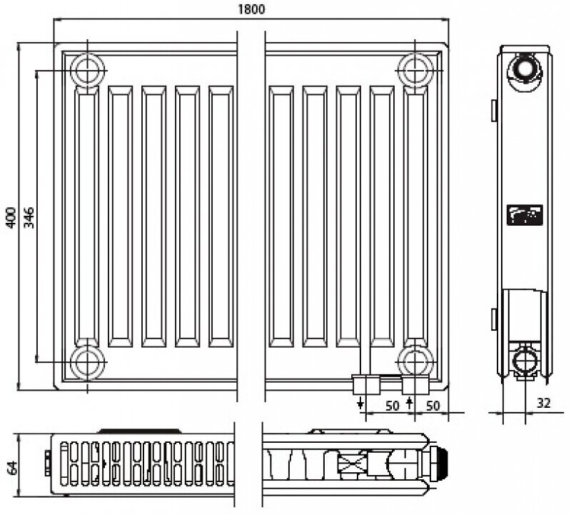 Радиатор стальной панельный KERMI Profil-V FTV 12/400/1800 правое подключение - фотография № 14