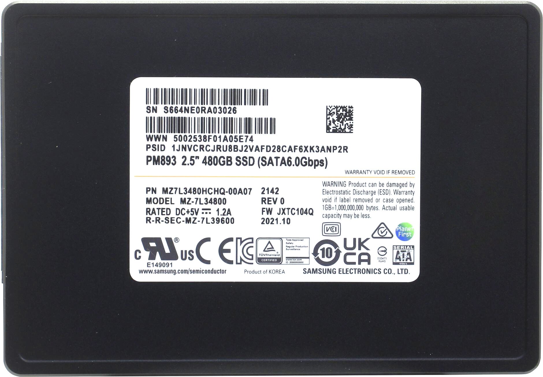 Накопитель SSD Samsung PM893 480GB (MZ7L3480HCHQ-00A07) - фото №3