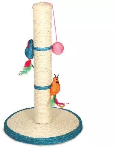 Когтеточка из сизаля "Столбик №207" с двумя мышками и шариком, 300*300*480мм - фотография № 2