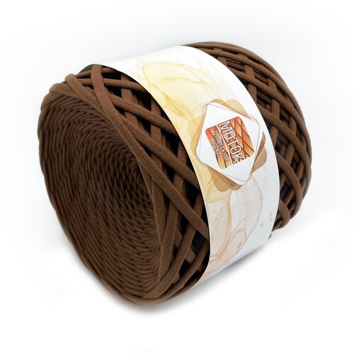 Трикотажная пряжа Моток для вязания цвет Миндаль 100 м 6 - 8 мм лицевая 100% хлопок