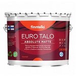 Краска для стен и потолков воднодисперсионная акриловая Finntella Euro Talo Absolute Matte глубокоматовая база A 0,9 л - изображение