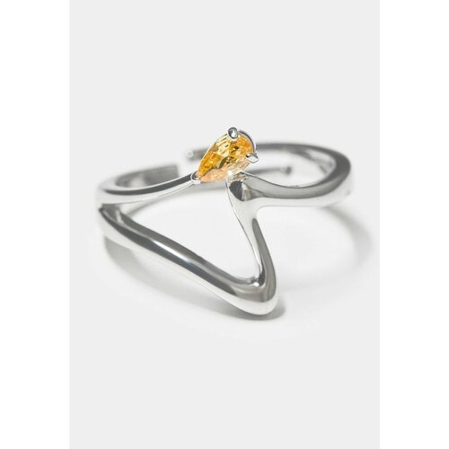 Кольцо Freeform Jewellery, искусственный камень, безразмерное, серебряный