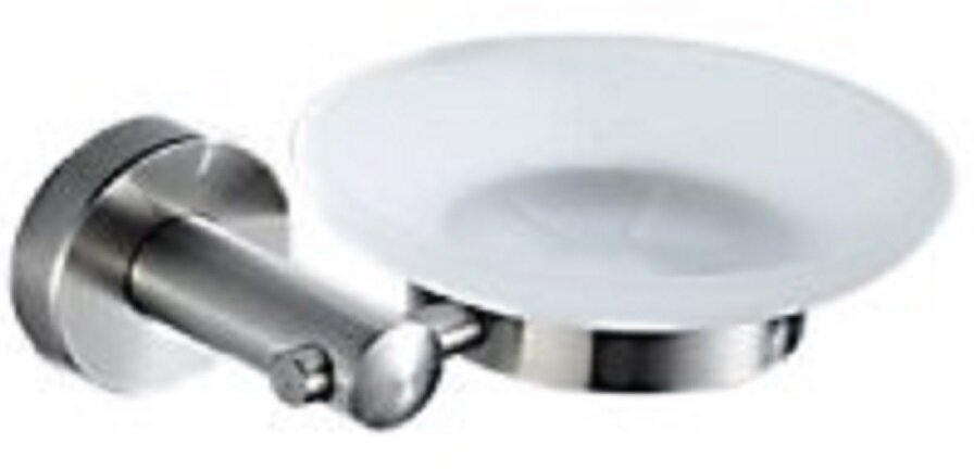 Держатель для мыла OUTE d 107 мм цвет матовый хром. Нержавеющая сталь/матовое стекло.