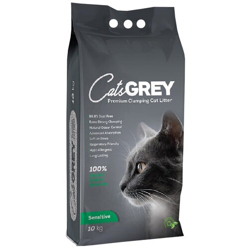 Наполнитель для кошек​ ​​Cat's Grey Sensitive​​ комкующийся, без ароматизатора 10 кг наполнитель для кошачьего туалета без ароматизатора sensitive cat s grey 10кг