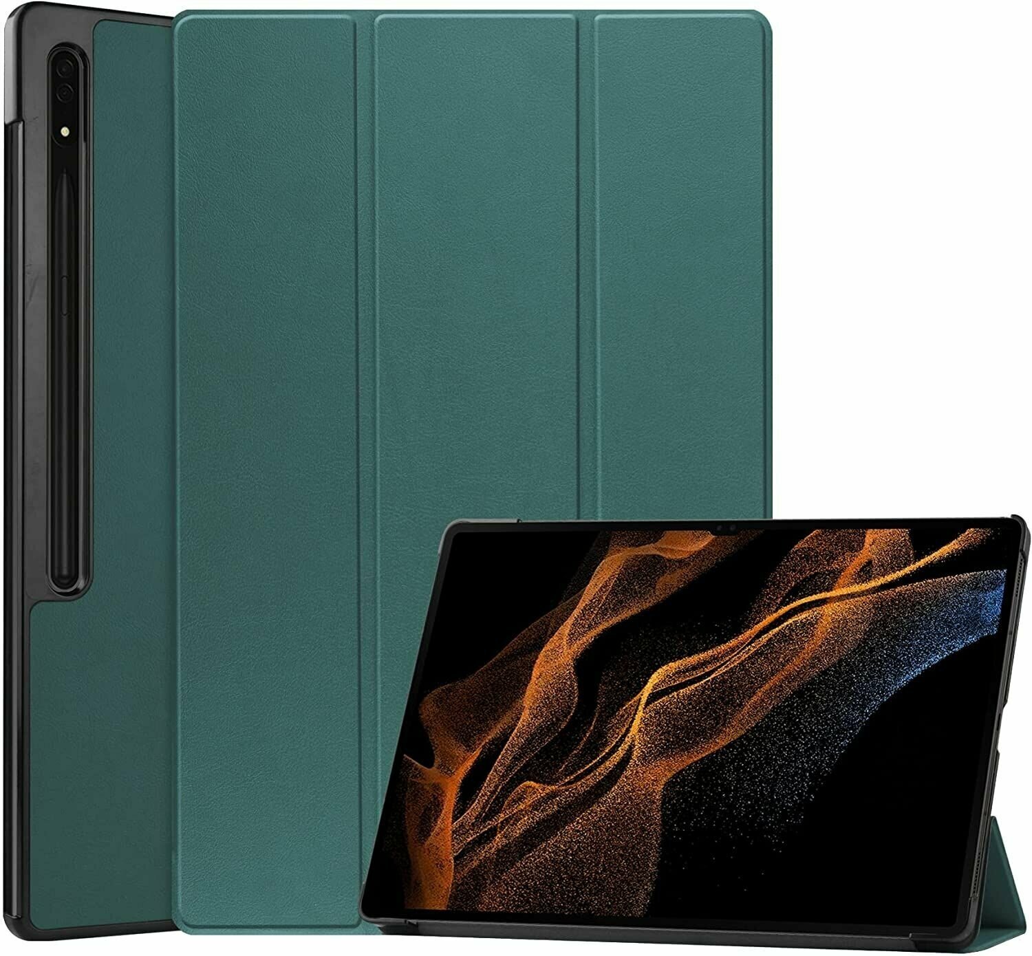 Умный чехол Kakusiga для планшета Samsung Galaxy Tab S8+ SM-X800/ S7 FE T736/S7 Plus T970/T975 (12.4) Темно-зеленый