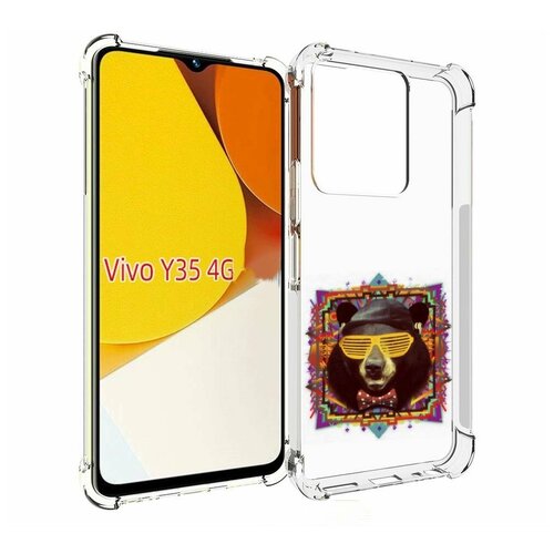 Чехол MyPads Медведь в очках для Vivo Y35 4G 2022 / Vivo Y22 задняя-панель-накладка-бампер