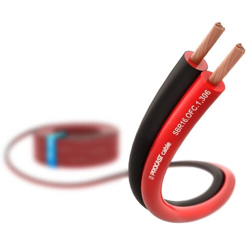 Инсталляционный красно-черный акустический кабель 2х1,306mm² PROCAST Cable SBR 16. OFC 10м кабель акустический с катушки двухжильный procast cable sbr 14 ofc 2 11 1 м
