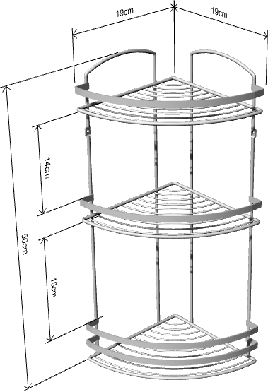 Полка для ванной комнаты угловая BK083SSM 3 яруса 20*20*50 нерж. сталь матовый