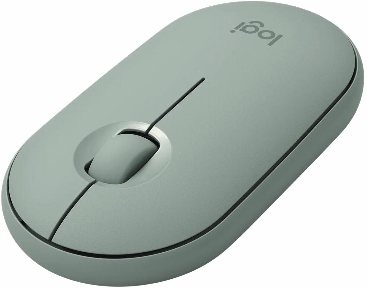 Беспроводная компактная мышь Logitech Pebble M350, эвкалиптово-зеленый
