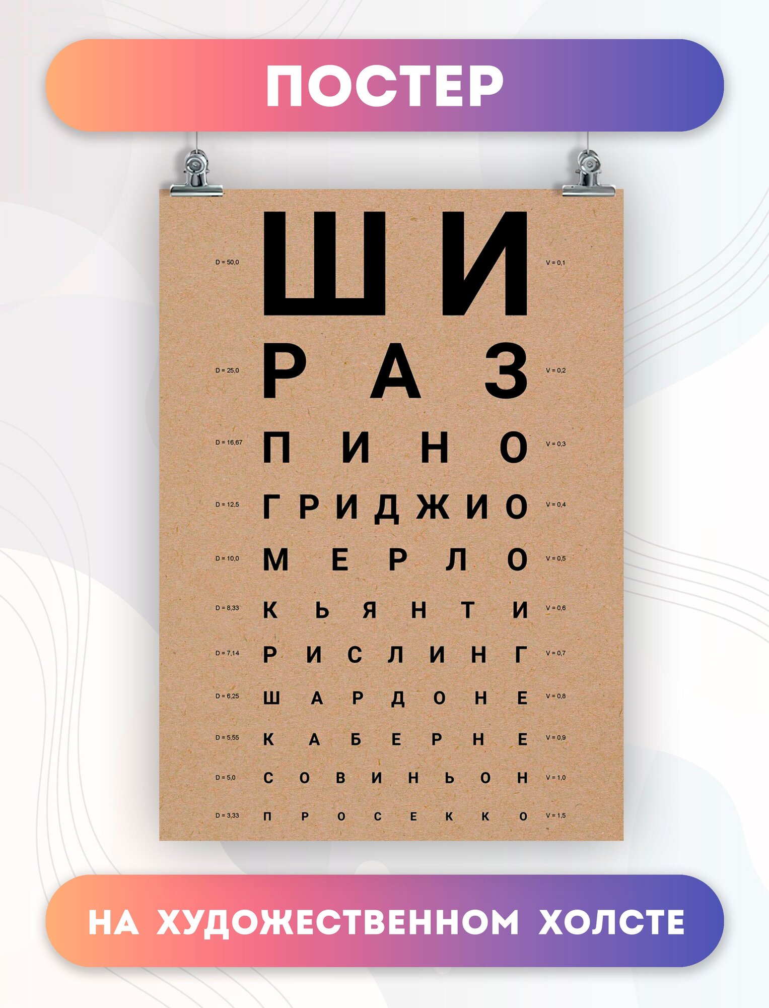 Постер на холсте Вино Винный окулист 50х70 см