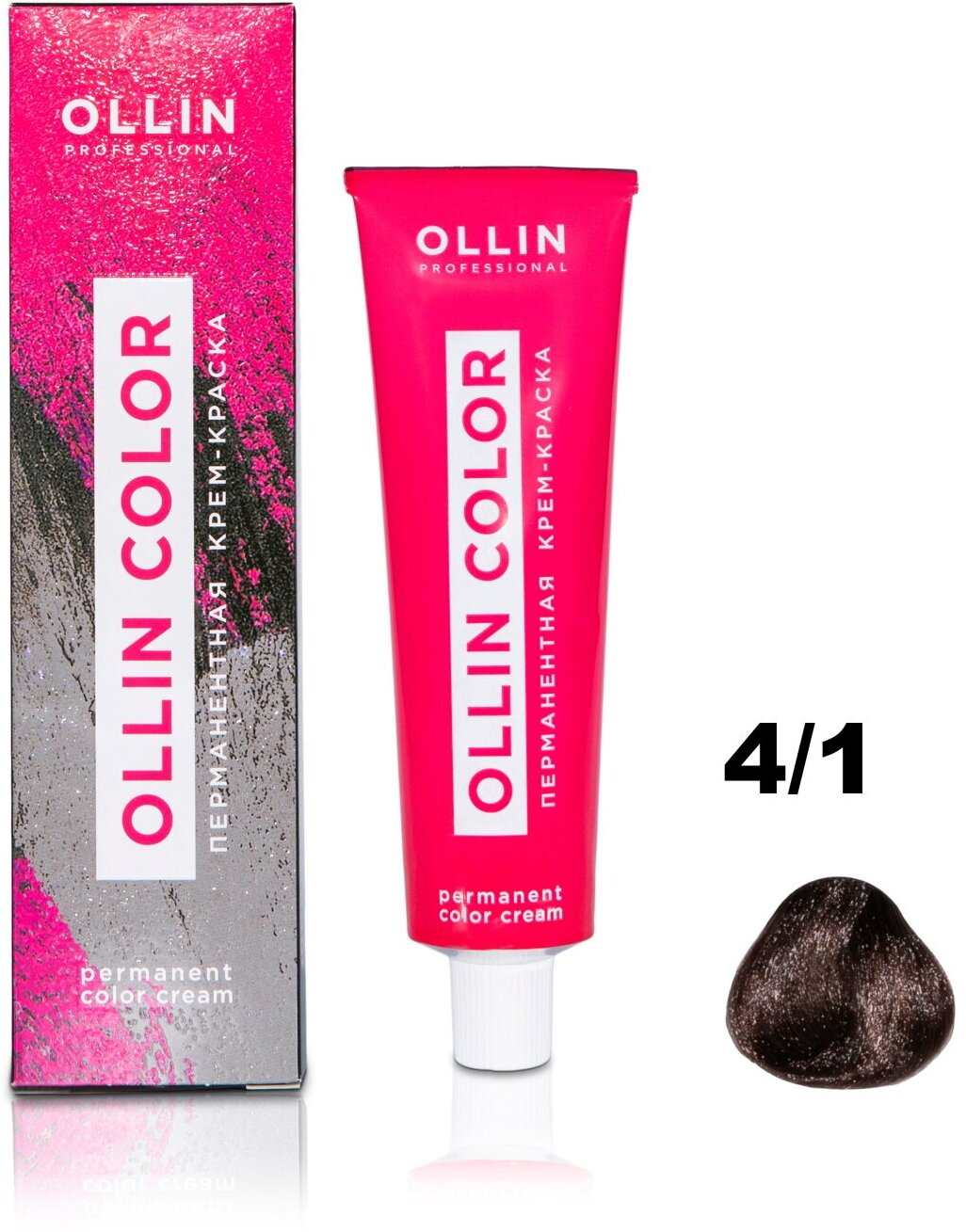 Крем-краска OLLIN COLOR для окрашивания волос OLLIN PROFESSIONAL 4/1 шатен пепельный 60 мл