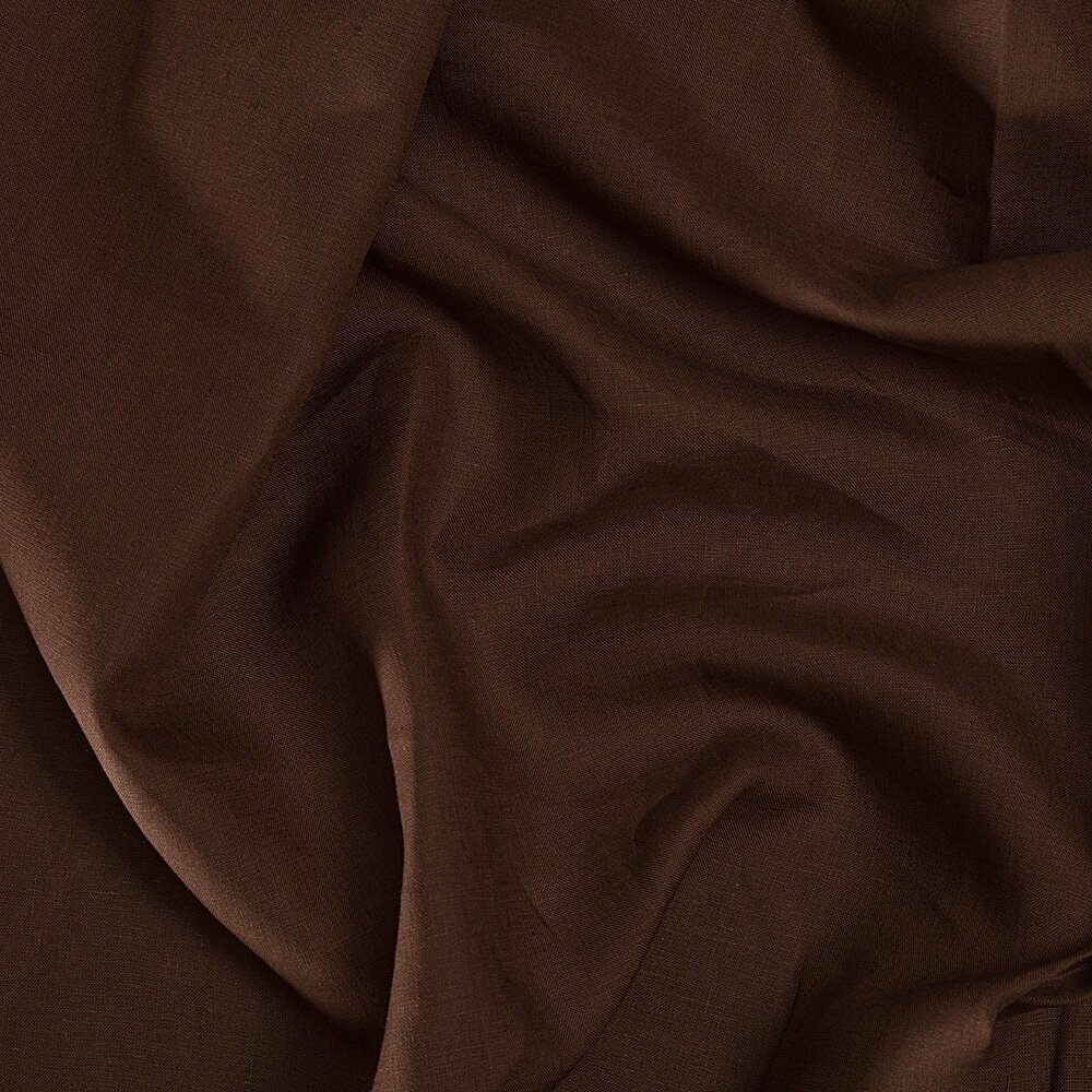 Ткань лен коричневый без рисунка (2690)