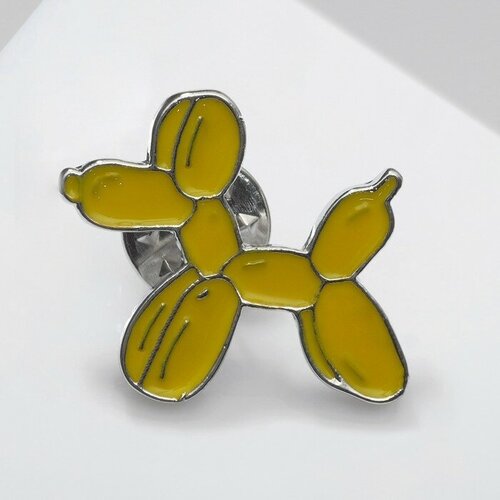 Значок, эмаль, желтый значок воздушный шар собачка цвет жёлтый в серебре