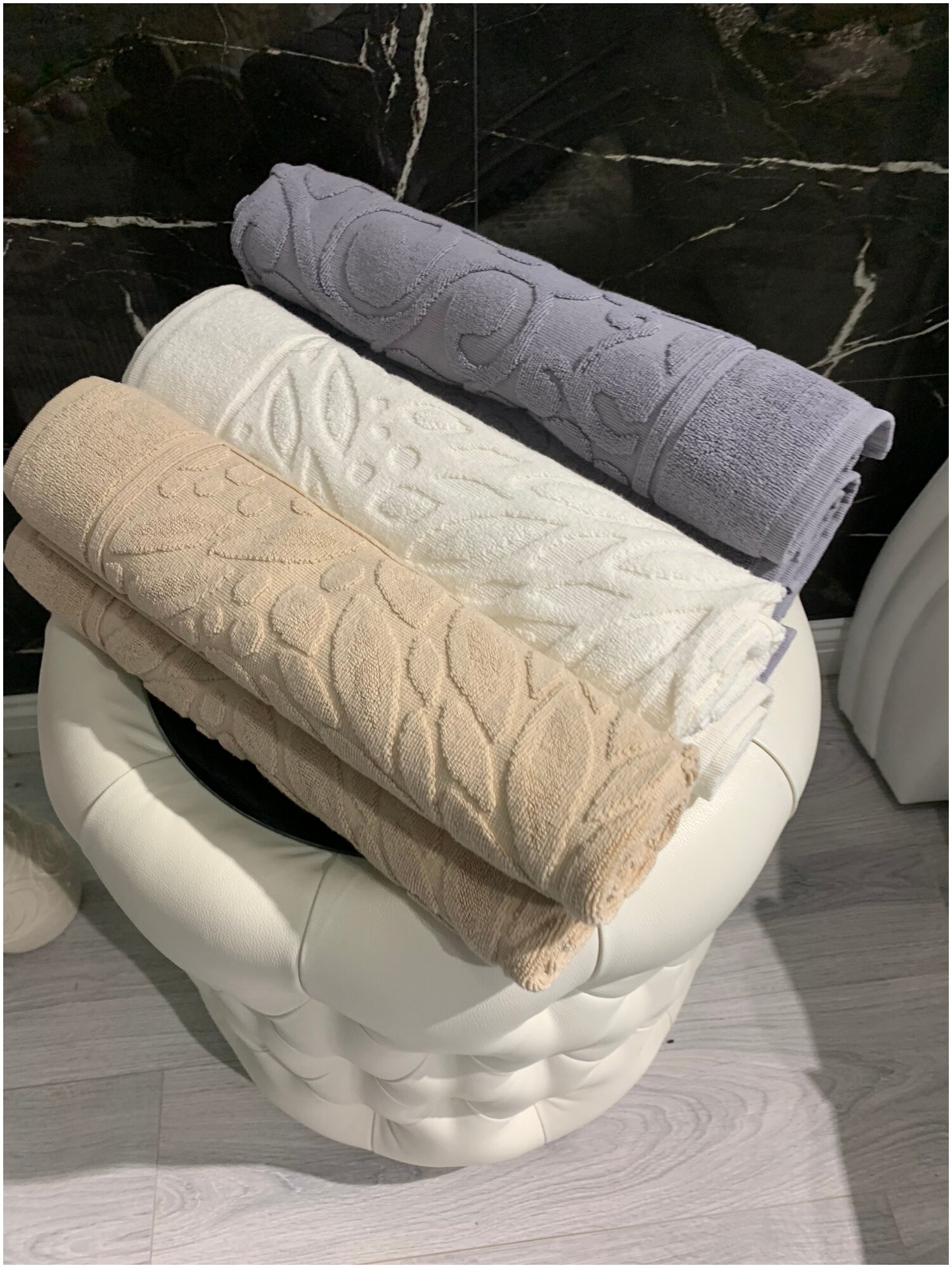 EVRAHOME Турецкое полотенце-коврик для ног натуральная 50*70 ванной, сауны, бассейна премиум-класса, темно-синий - фотография № 3