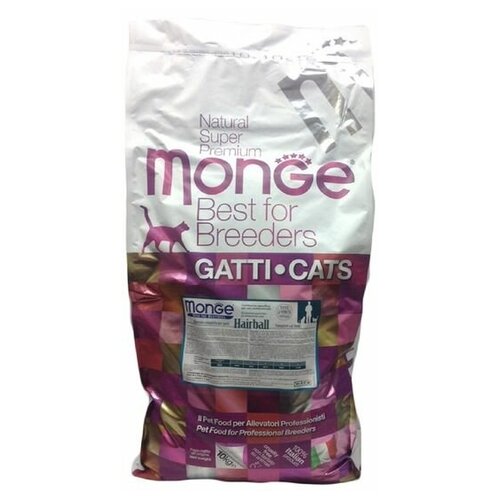 Сухой корм Monge Cat Hairball для кошек, для выведения комков шерсти, 10 кг 1584873