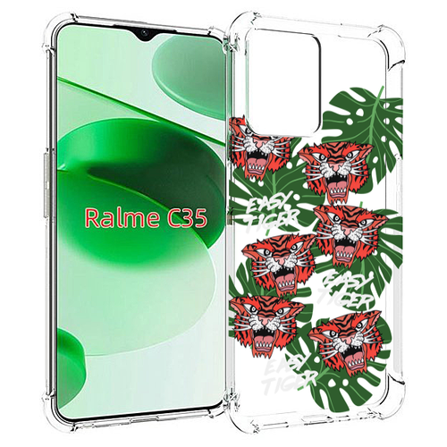 Чехол MyPads красные-тигры для Realme C35 / Narzo 50A Prime задняя-панель-накладка-бампер