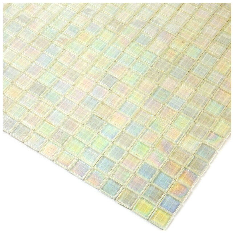 Мозаика одноцветная чип 15 стекло Alma NB-WH111 белый квадрат глянцевый перламутр - фотография № 2