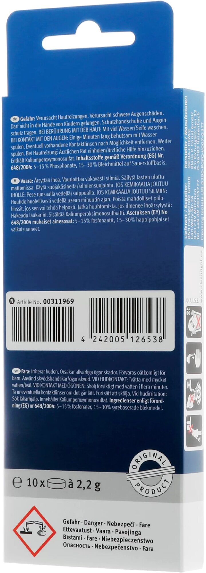 Bosch 00311969 таблетки для чистки кофемашин и кофеварок (10 шт) - фотография № 13