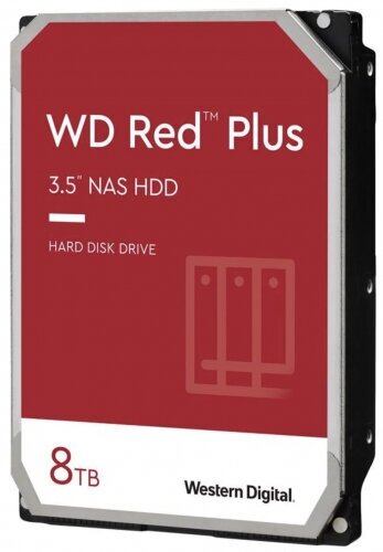 Жесткий диск 3.5" Western Digital WD Red Plus 8ТБ, SATA III, 128Mb, 5640rpm (WD80EFZZ)