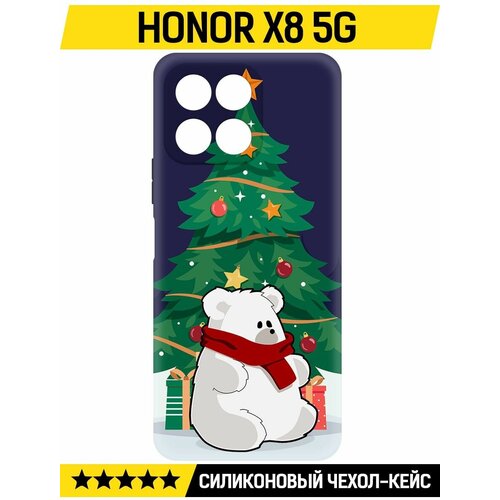 Чехол-накладка Krutoff Soft Case Медвежонок для Honor X8 5G черный чехол накладка krutoff soft case икра для honor x8 5g черный