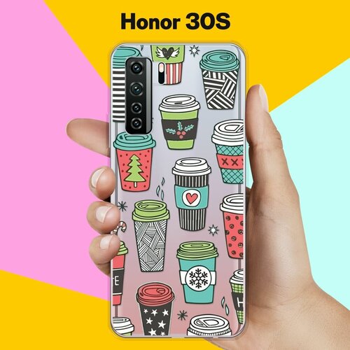 Силиконовый чехол на Honor 30S Узор из стаканчиков / для Хонор 30С силиконовый чехол узор из цветов на honor 30s