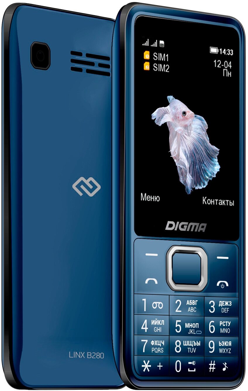 Мобильный телефон Digma LINX B280 32Mb темно-синий 2Sim 2.8" TFT 240x320 0.08Mpix LT2072PM