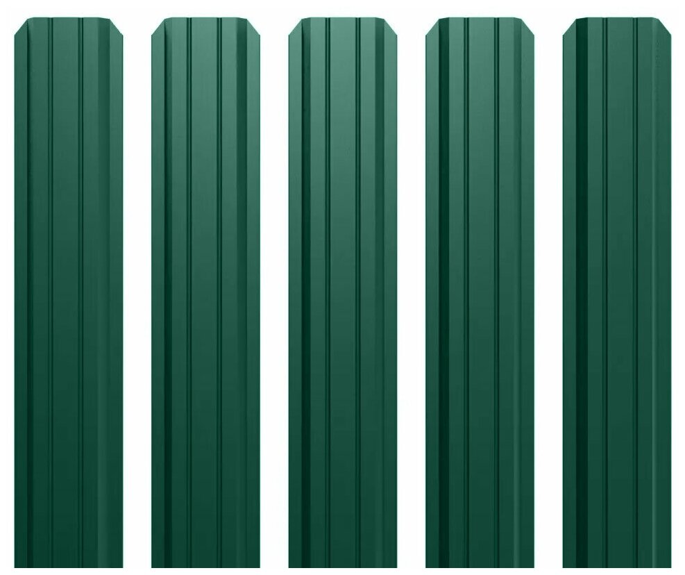 Штакетник металлический (евроштакетник) П-образный на забор (двусторонний цвет RAL 6005/6005 Зеленый Мох высота 0.5м ширина планки 85мм) - 10 шт