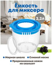 Ёмкость для миксера (блендера) 2,2 л 22,5х17х16 см с крышкой, прозрачно-голубая Elab Gallery