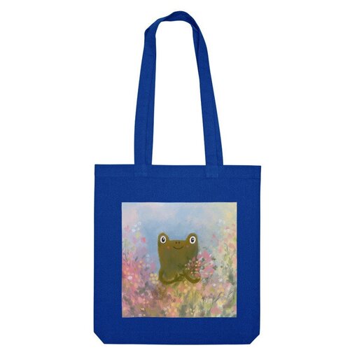 Сумка шоппер Us Basic, синий сумка милая лягушка с букетом цветов серый