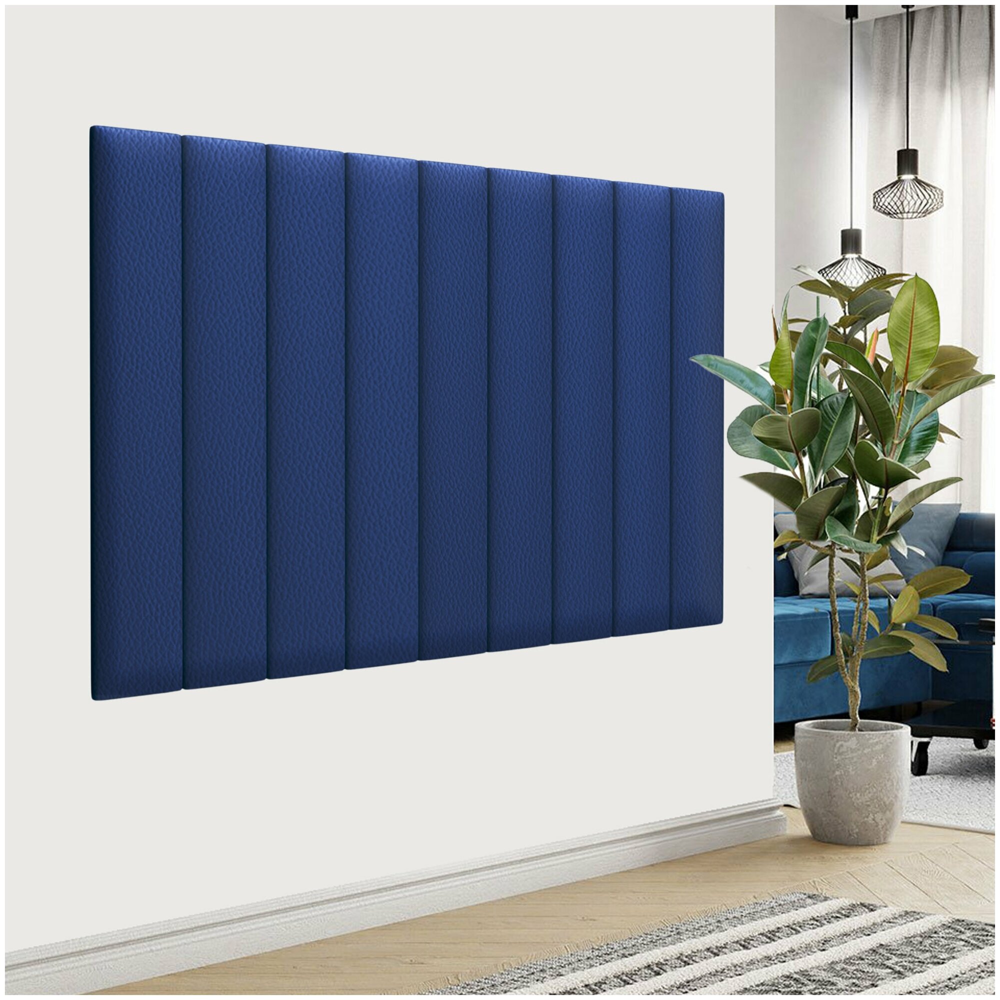 Стеновая панель Eco Leather Blue 15х90 см 4 шт.