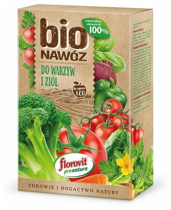 Удобрение Флоровит Про Натура БИО для овощей и трав ECO гран. 1,1л (700г) коробка