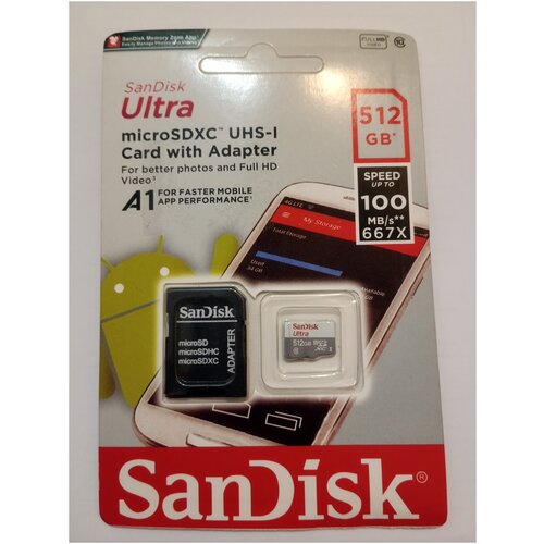 Карта памяти SanDisk Ultra 512GB microSDXC Class 10 (SDSQUAR-512G-GN6MA) карта памяти microsdxc 512gb sandisk sdsqxcd 512g gn6ma