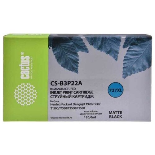 Картридж струйный Cactus №727 CS-B3P22A черный матовый (130мл) для HP DJ T920/T1500/T2530