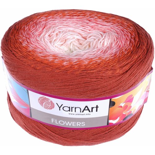 пряжа yarnart flowers сине бирюзовый 289 55%хлопок 45%акрил 1000м 250г 2шт Пряжа YarnArt Flowers бордо-коралл-розовый (288), 55%хлопок/45%акрил, 1000м, 250г, 2шт