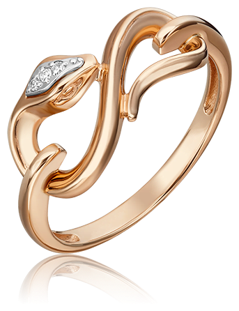 Кольцо PLATINA, комбинированное золото, 585 проба, родирование, бриллиант, размер 17